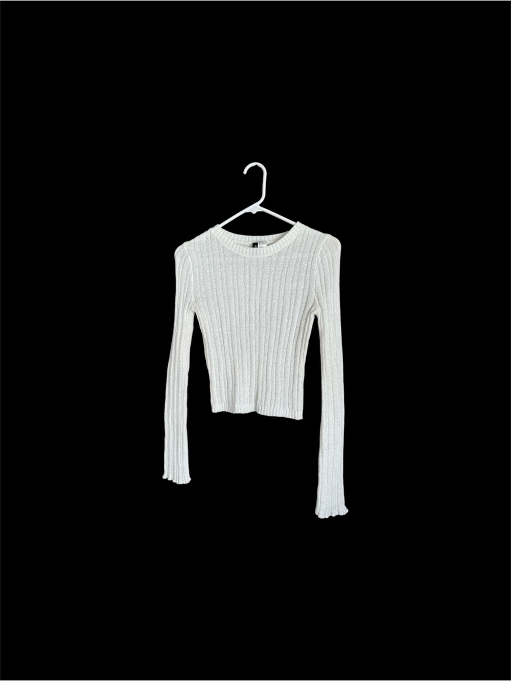 H&M Divided White Ribbed Long-Sleeve Crop Top - Women